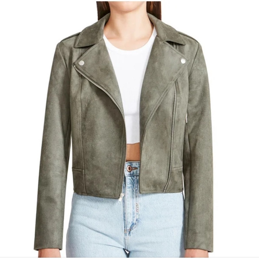 BB Dakota by Steve Madden | Green Faux Suede Moto Jacket, Size S